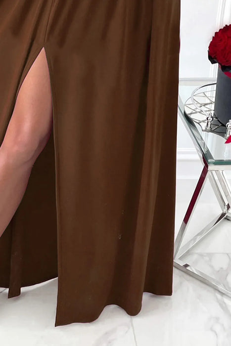 Slit Surplice Long Sleeve Maxi Dress - Byyde