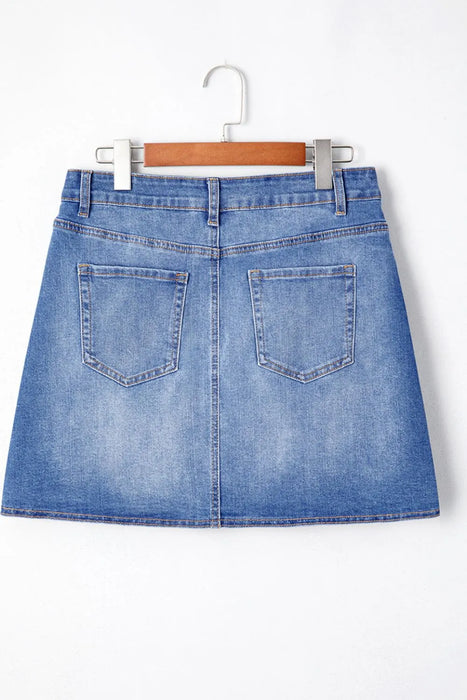 Wrapped Crossed Waist Denim Mini Skirt - Byyde