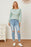 Boat Neck Lantern Sleeve Blouse - Byyde