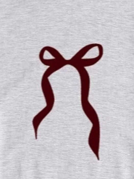 Plus Size Bow Round Neck Short Sleeve T-Shirt - Byyde