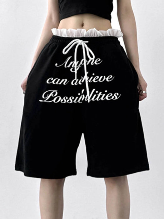 Drawstring Letter Shorts - Byyde