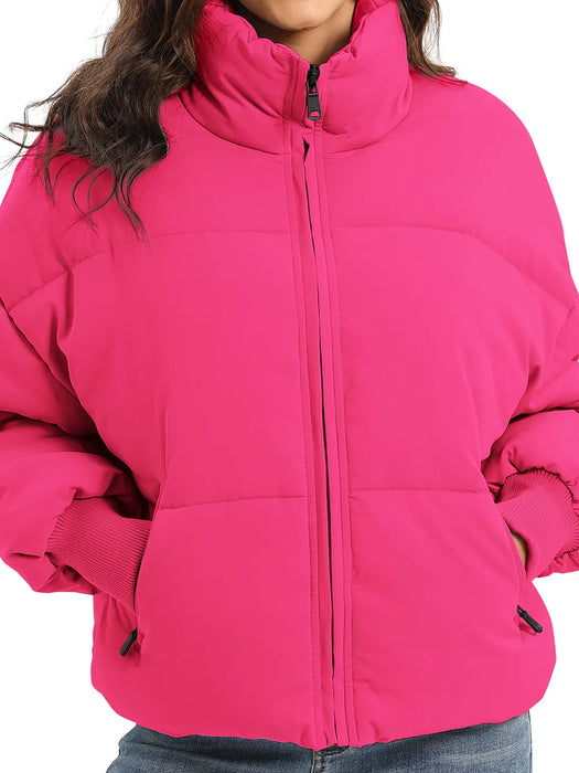 Zip Up Turtleneck Long Sleeve Puffer Jacket - Byyde