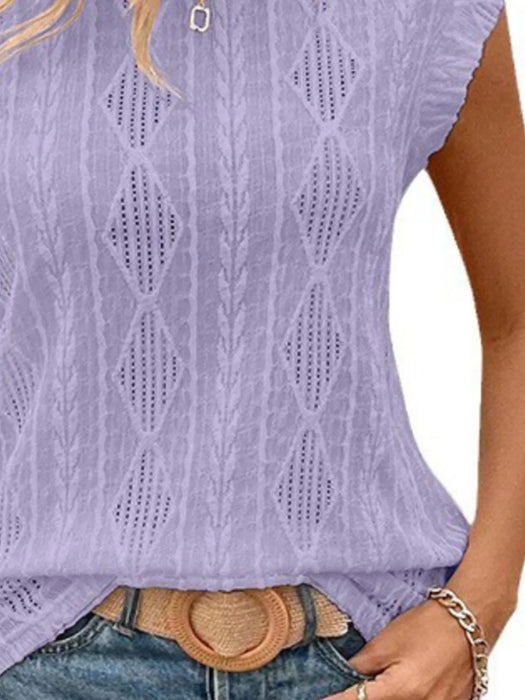 Openwork Round Neck Top - Byyde