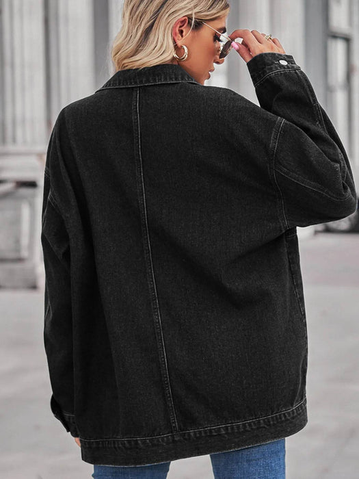 Button Up Long Sleeve Denim Jacket - Byyde