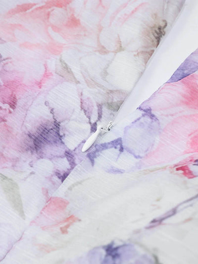 Floral Print Ruffled Mini Dress with Deep V-Neck - Byyde