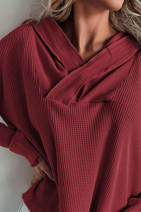 Waffle Knit Long Sleeve Hoodie - Byyde