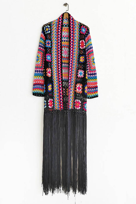 Fringe Tied Long Sleeve Cardigan - Byyde