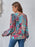 Printed Surplice Smocked Lantern Sleeve Blouse - Byyde