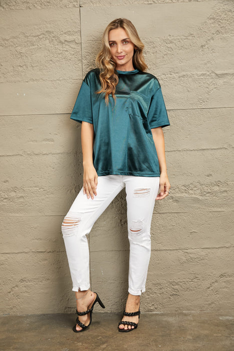 Round Neck Dropped Shoulder Top - Byyde
