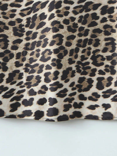 Leopard Print Satin Maxi Dress - Byyde