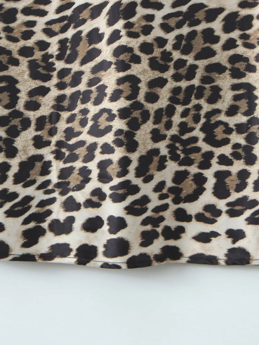 Leopard Print Satin Maxi Dress - Byyde