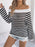 Openwork Striped Off-Shoulder Knit Top - Byyde