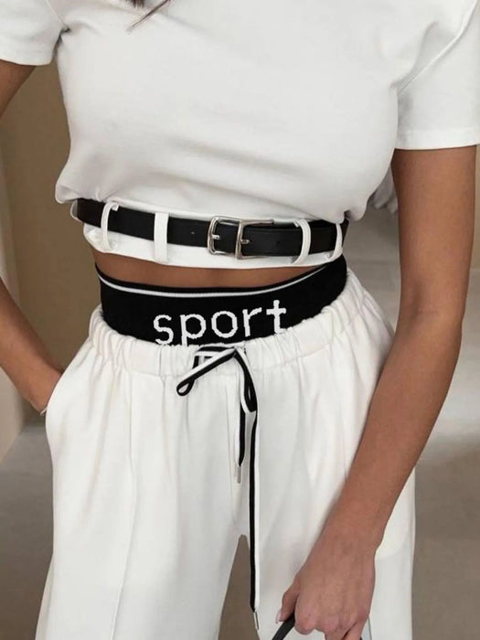 Short Sleeve Top and Wide Leg Pants Set - Byyde