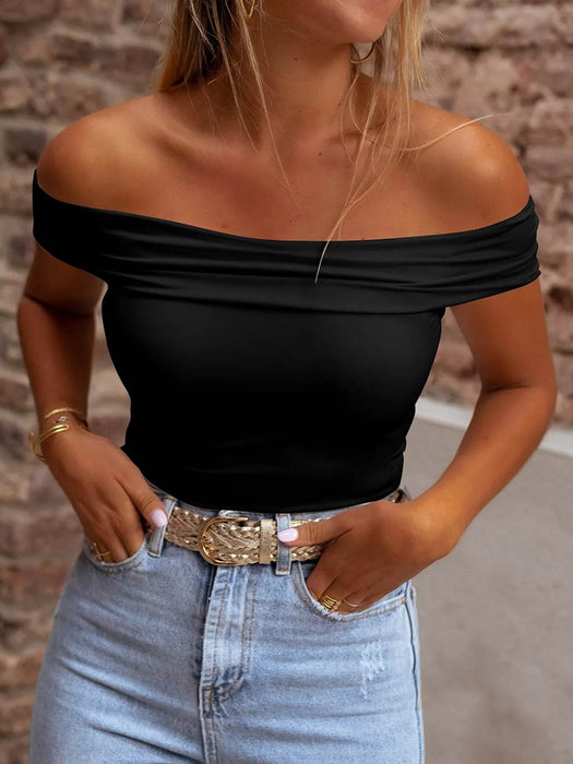 Folded Off Shoulder Slim Top - Byyde