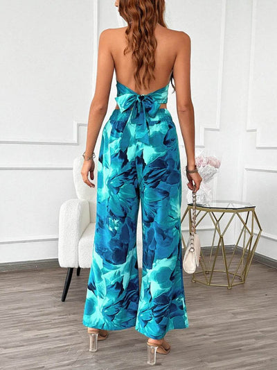 Devine Printed Halter Neck Top and Pants Set - Byyde