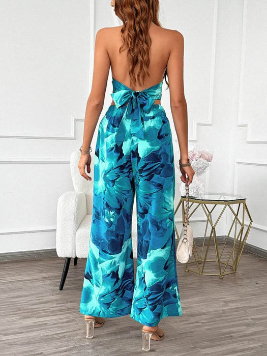 Devine Printed Halter Neck Top and Pants Set - Byyde