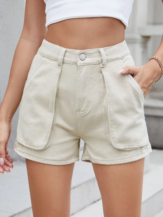 High Waist Utility Pocket Denim Shorts - Byyde