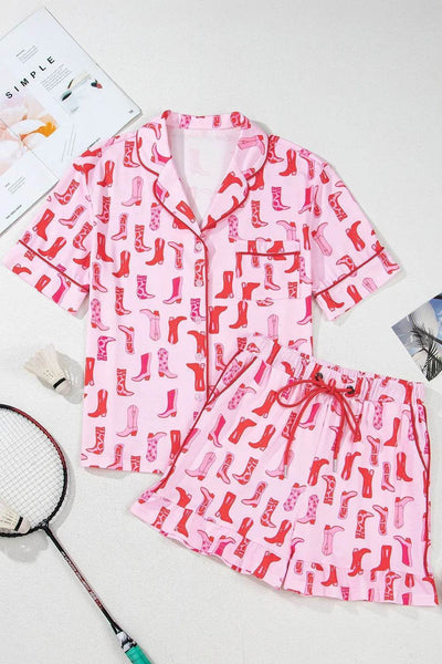 Cowgirl Boots Printed Shirt and Shorts Set - Byyde