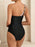 Contrast Single Shoulder One-Piece Swimwear and Cover-Up Swim Set - Byyde