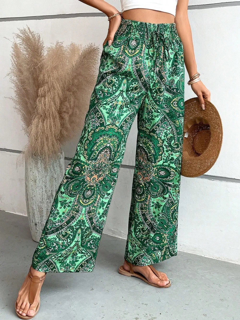 Printed Wide Leg Pants - Byyde