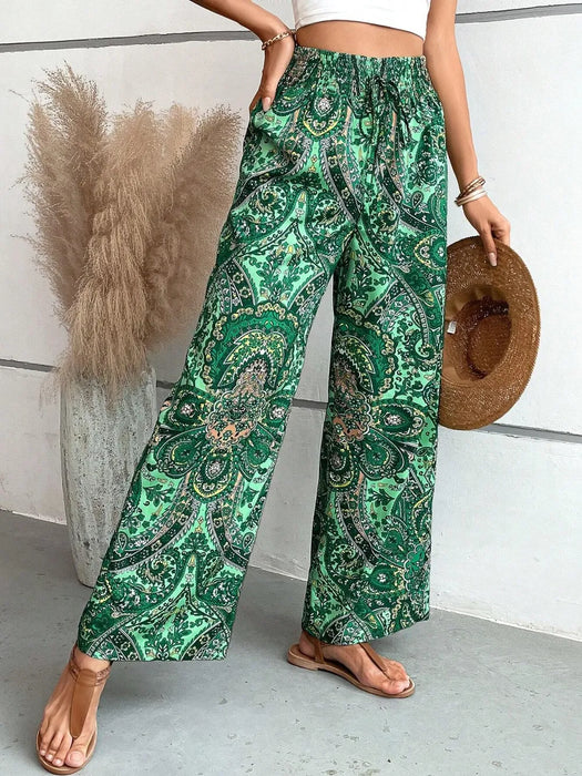 Printed Wide Leg Pants - Byyde