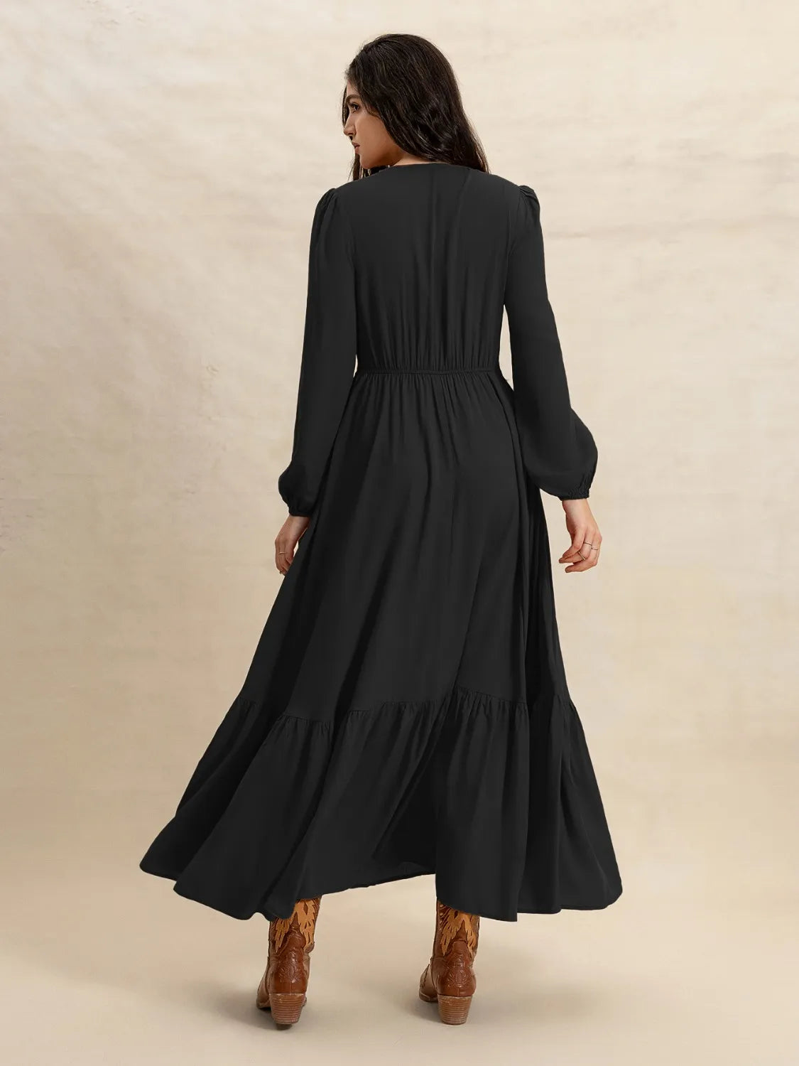 V-Neck Long Sleeve Dress - Byyde