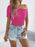 Openwork Single Shoulder Short Sleeve Knit Top - Byyde