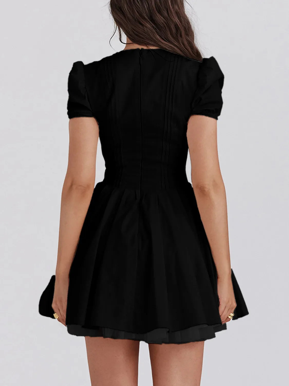 V-Neck Short Sleeve Mini Dress - Byyde