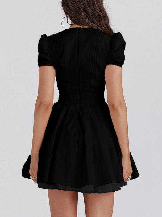 V-Neck Short Sleeve Mini Dress - Byyde