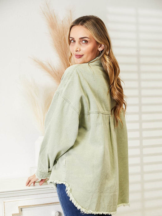 Distressed Raw Hem Denim Jacket - Byyde