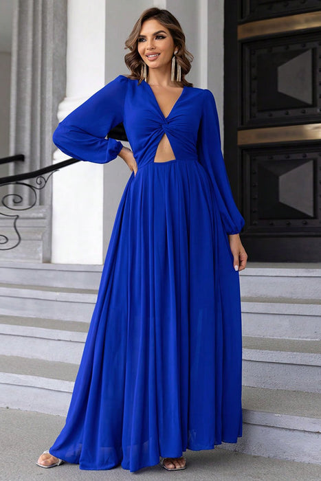Twist Front Cutout Long Sleeve Dress - Byyde