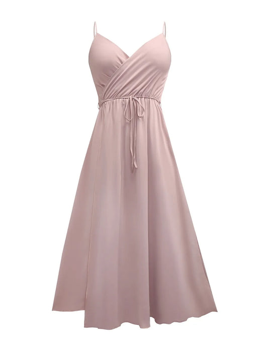 Honey Tied Surplice Sleeveless Midi Cami Dress - Byyde