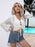 Openwork Drawstring V-Neck Long Sleeve Cover-Up - Byyde