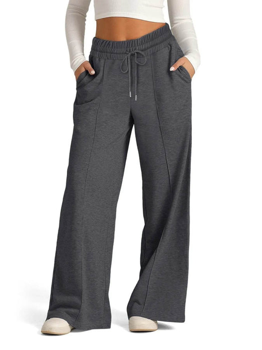 Full Size Drawstring Relaxed Fit Wide Leg Pants Plus Size - Byyde