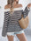 Openwork Striped Off-Shoulder Knit Top - Byyde