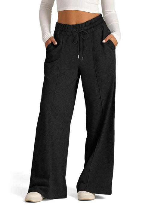 Full Size Drawstring Relaxed Fit Wide Leg Pants Plus Size - Byyde