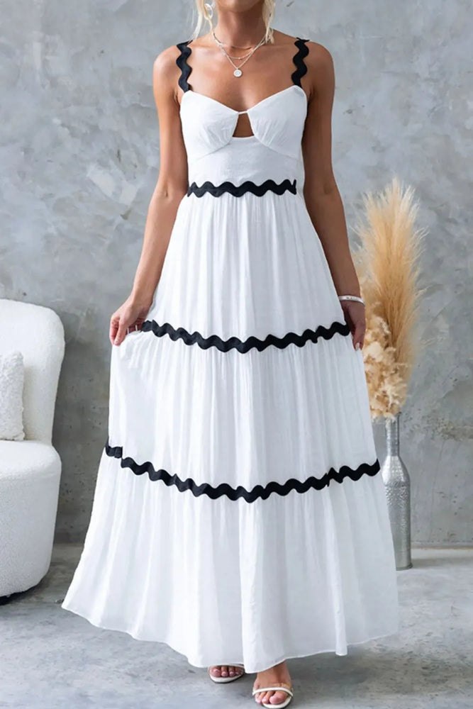 Tiered Maxi Dress with Scalloped Trim - Byyde