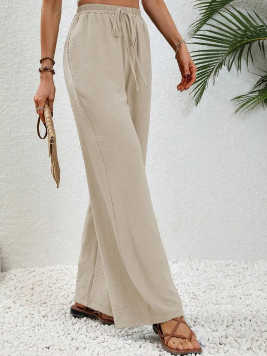 Wide Leg Drawstring Pants - Byyde