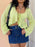 Ruffled Hem Tie-Front Cropped Cardigan - Byyde