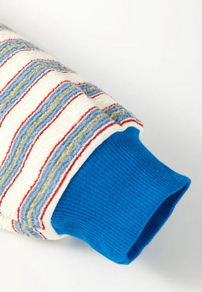 Striped Johnny Collar Long Sleeve Sweatshirt - Byyde