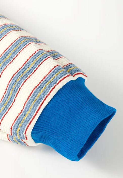 Striped Johnny Collar Long Sleeve Sweatshirt - Byyde