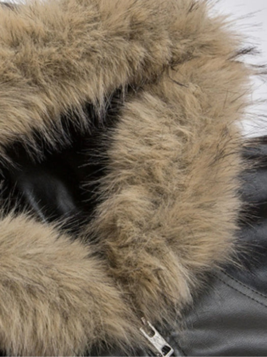 Men's Faux Fur Hooded Contrast Bomber Jacket - Byyde