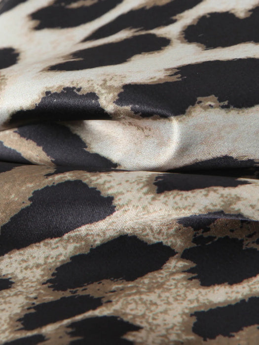 Leopard Print Satin Maxi Dress - Byyde