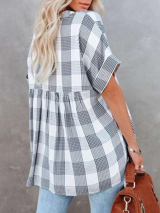 Full Size Oversized Notched Casual Shirt Plus Size - Byyde