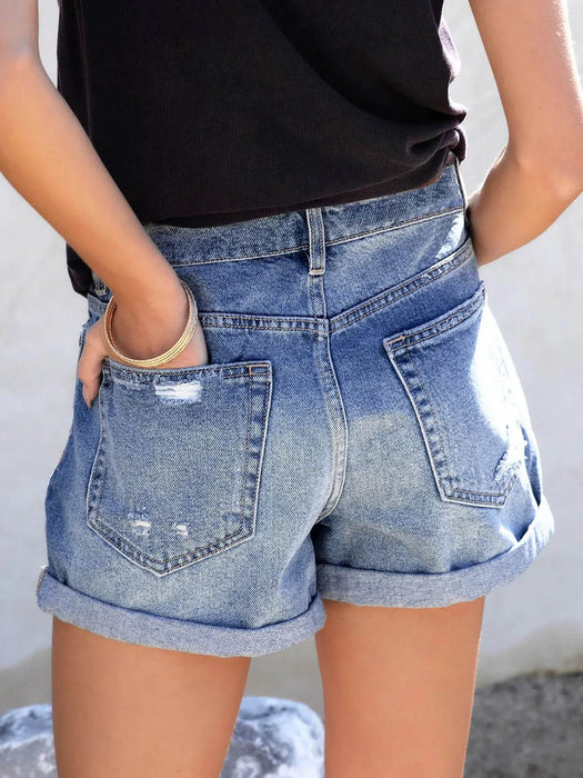 Distressed Denim Shorts - Byyde