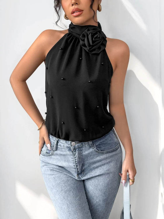 3D Flower Grecian Neck Bodysuit - Byyde