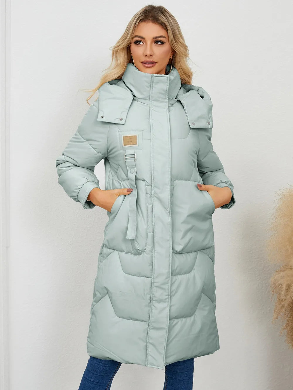 Long Sleeve Longline Hooded Winter Coat - Byyde