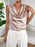 Satin Cowl Neck Sleeveless Blouse - Byyde