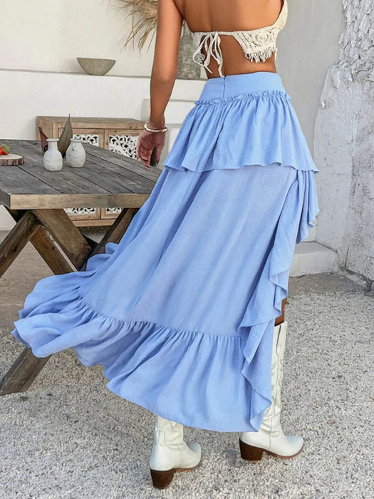Devine High-Low Ruched Layered Skirt - Byyde