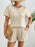 Texture Round Neck Top and Shorts Lounge Set - Byyde